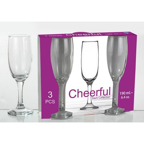 Pahar Sticla Cheerful Sole Champagne 190ml 3 Bucuri