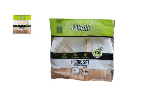 E.H. Picnic Set 12 Pieces (paper plate, wooden knife, wooden fork)