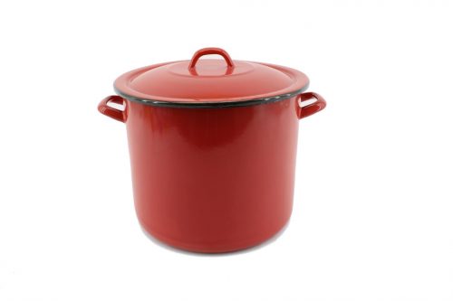 Enameled Pot+Lid 21cm Red