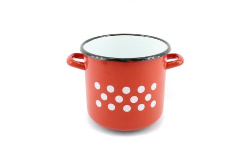 Enameled Pot Red Decor 17cm 3.25 Liter