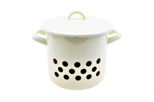 Enameled Pot+Lid 17cm Cream