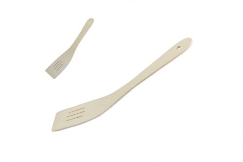 Wooden Spatula Bent with Holes 30cm