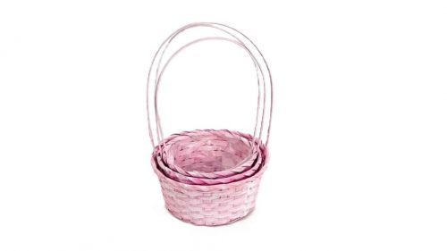 Bambusz Flor. Kerek Antikolt Pink S/3 66-44-A/PINK - D21*H10/36cm