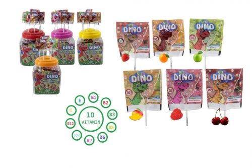 Lollipop Sugar-free Vita Dino in a box offering several flavors 100*6g