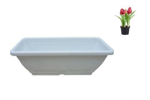 Flower box with tray Hungarian 60cm White