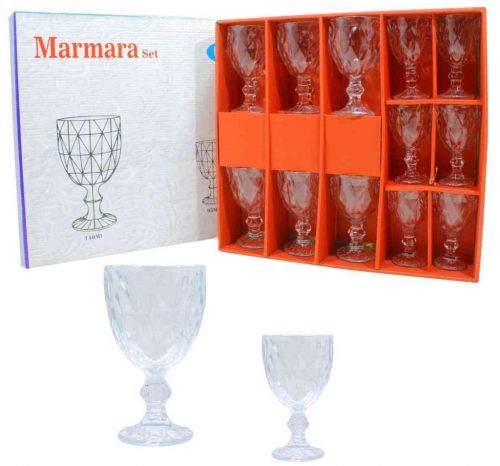 Set de 12 cani din sticla Marmara 6*100ml & 6*200ml