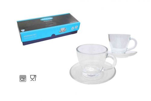 Kaffeetasse+Teller-Set Glas Speresso 6-teilig