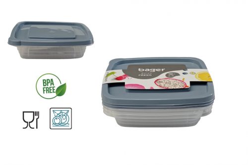 Food Storage Box Set Rectangle 3 Pieces 3*1020ml BG-657