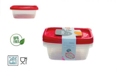 Food Storage Box Set Rectangle 3 Pieces 3*1130ml BG-658