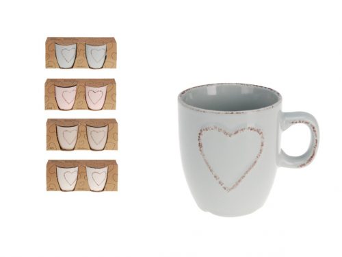 Mug Ceramic 2 Piece 150ml with Heart Pattern Q75910100